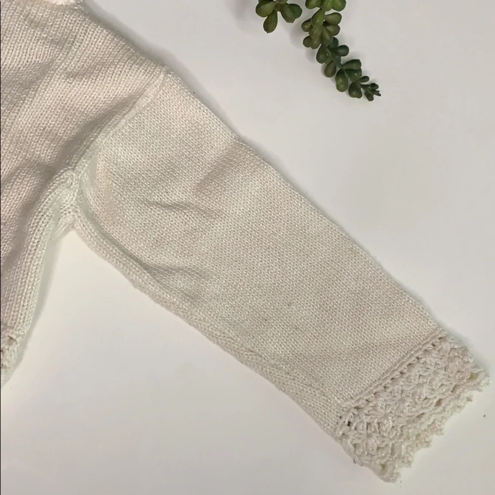 Antonella kids Ivory Knit Flower Tea Time cardigan sweater 9-12 months girls
